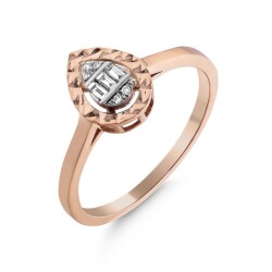 0,07 Karat Efektli Pırlanta Baget Yüzük - 2