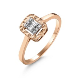 0,07 Karat Pırlanta Efektli Baget Yüzük - 2