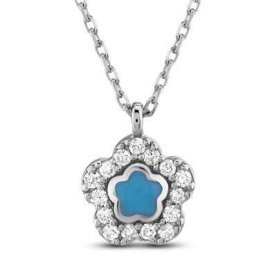 0,08 Karat Mineli Çiçek Figürlü Pırlanta Kolye - 1