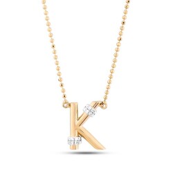 0,08 Karat Pırlanta (K) Harfli Kolye - 1