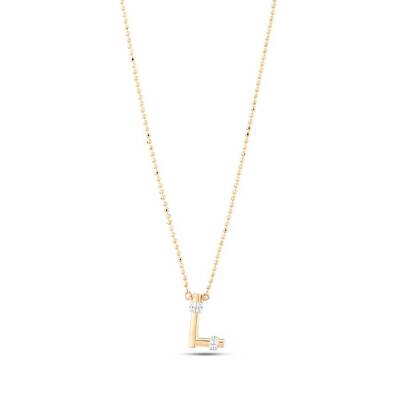 0,08 Karat Pırlanta (L) Harfli Kolye - 3