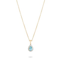 0,09 Karat Pırlantalı Mavi Topaz Kolye - 2