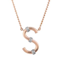 0,10 Karat Pırlanta (S) Harfli Kolye - 1