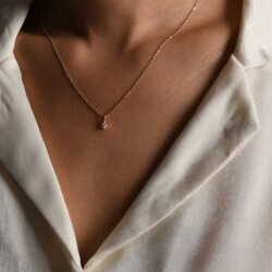 0,10 Karat Pırlanta Tektaş Kolye - 2