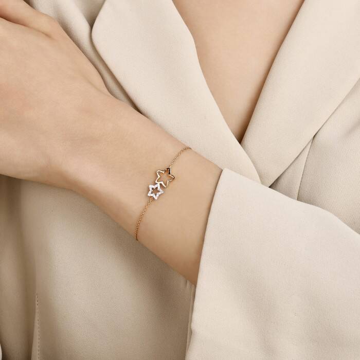 0,11 Karat Pırlanta Yıldız Bileklik - 3