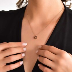 0,11 Karat Siyah Pırlanta (G) Harfli Pırlanta Kolye - 4