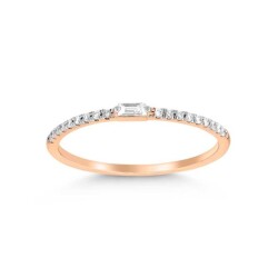 0,13 Karat Pırlanta Baget Yüzük - 