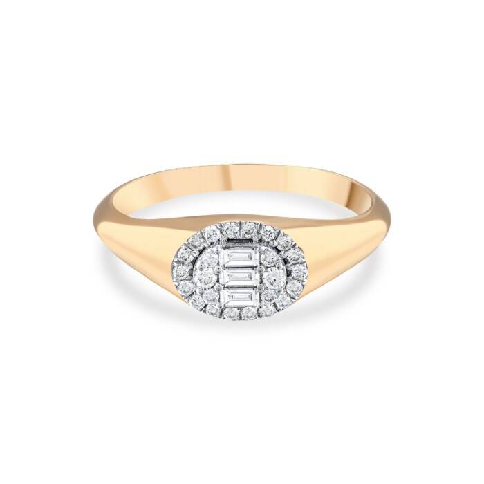 0,14 Karat Pırlanta Baget Yüzük - 1