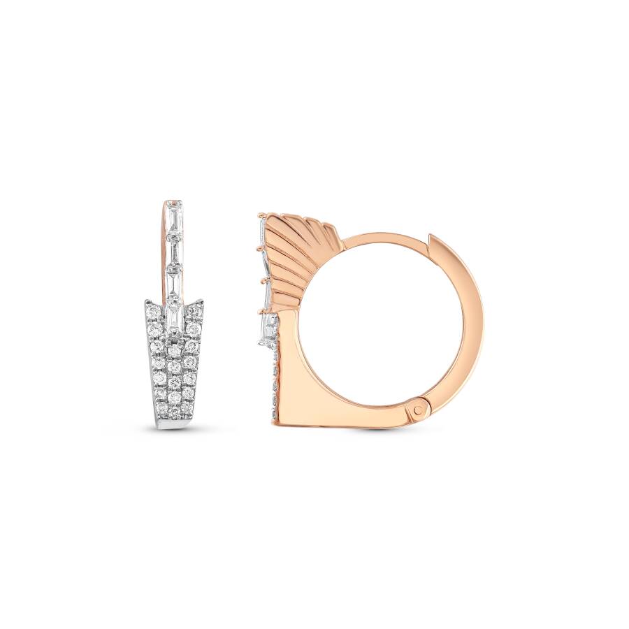 0,15 Karat Pırlantalı Baget Küpe - 1