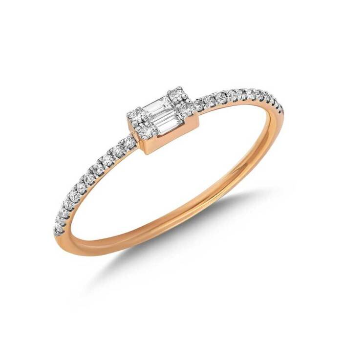 0,16 Karat Pırlanta Baget Yüzük - 2