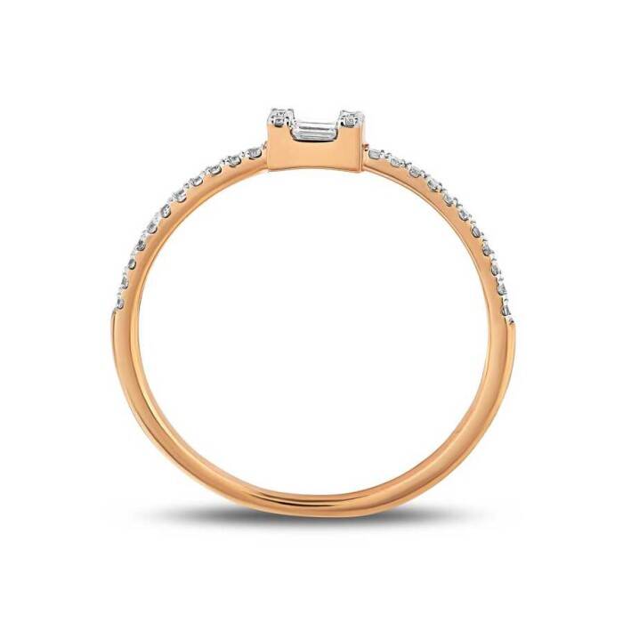 0,16 Karat Pırlanta Baget Yüzük - 3