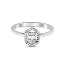 0,16 Karat Pırlanta Baget Yüzük - 