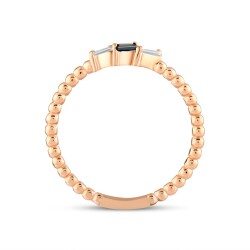 0,16 Karat Pırlantalı Baget Safir Yüzük - 3