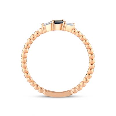 0,16 Karat Pırlantalı Baget Safir Yüzük - 3