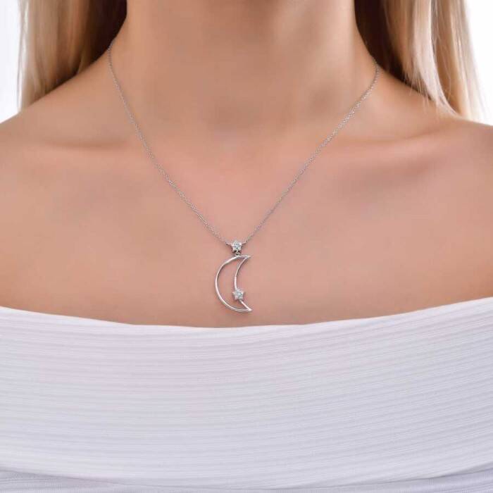 0,17 Karat Ay Yıldız Figürlü Pırlanta Kolye - 3