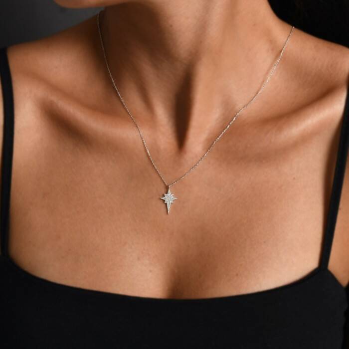 0,17 Karat Pırlanta Kuzey Yıldızı Tasarım Kolye - 2