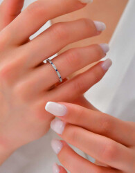 0,17 Karat Pırlantalı Safir Yüzük - 4