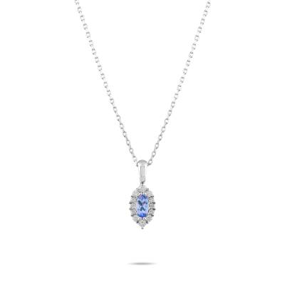 0,17 Karat Pırlantalı Tanzanit Kolye - 1