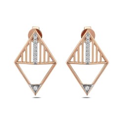 0,18 Karat Pırlanta Geometrik Küpe - 3