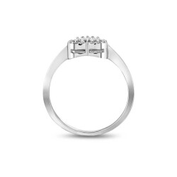 0,18 Karat Pırlanta Baget Kalp Yüzük - 3