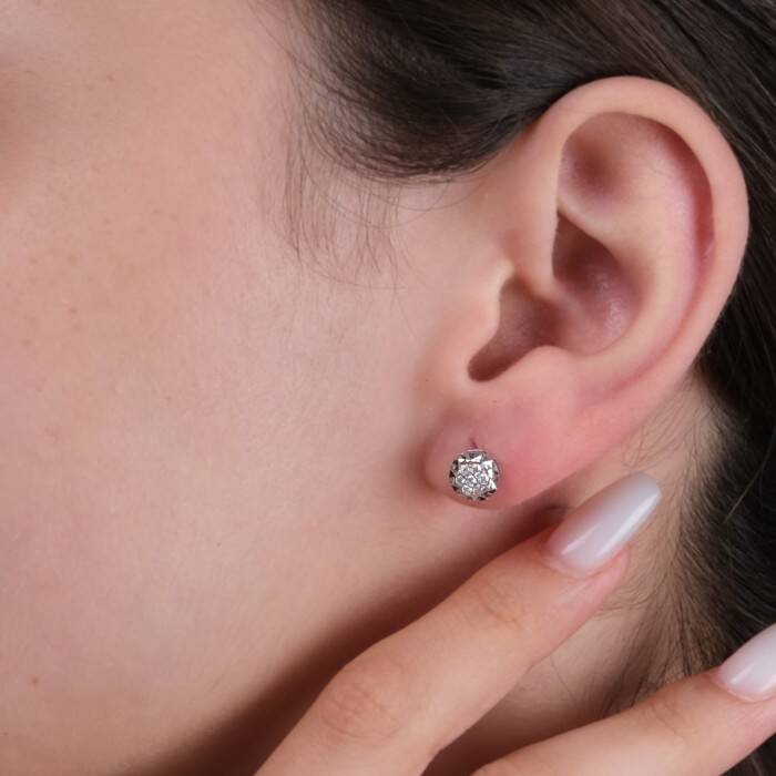 0,18 Karat Pırlanta Küpe - 3