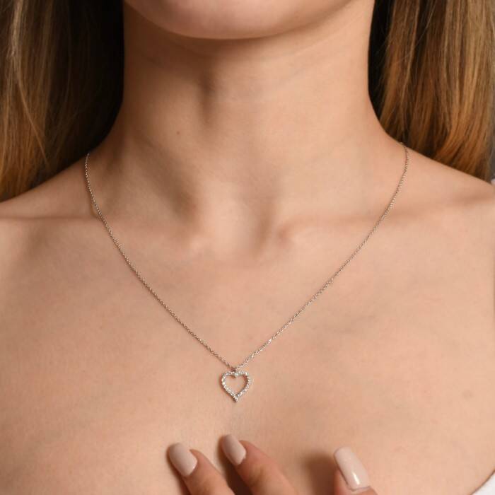 0,20 Karat Pırlanta Kalp Kolye - 2