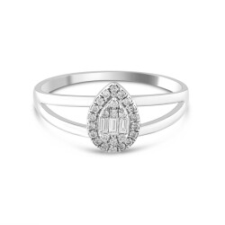 0,21 Karat Pırlanta Baget Yüzük - 