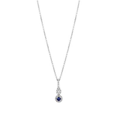 0,21 Karat Pırlantalı Safir Kolye - 3