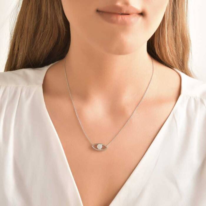 0,22 Karat Pırlanta Göz Kolye - 3