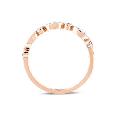 0,22 Karat Pırlantalı Pembe Safir Yüzük - 3
