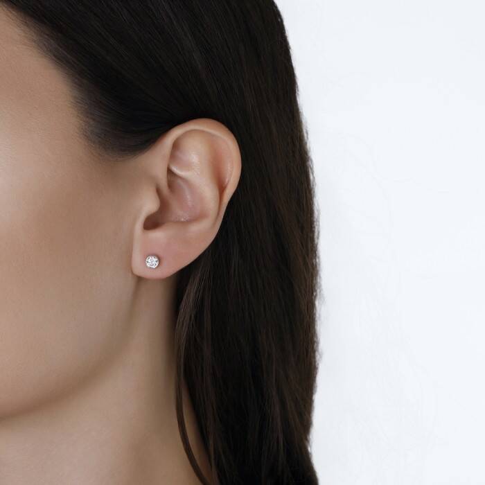 0,23 Karat Pırlanta Tektaş Küpe - 3