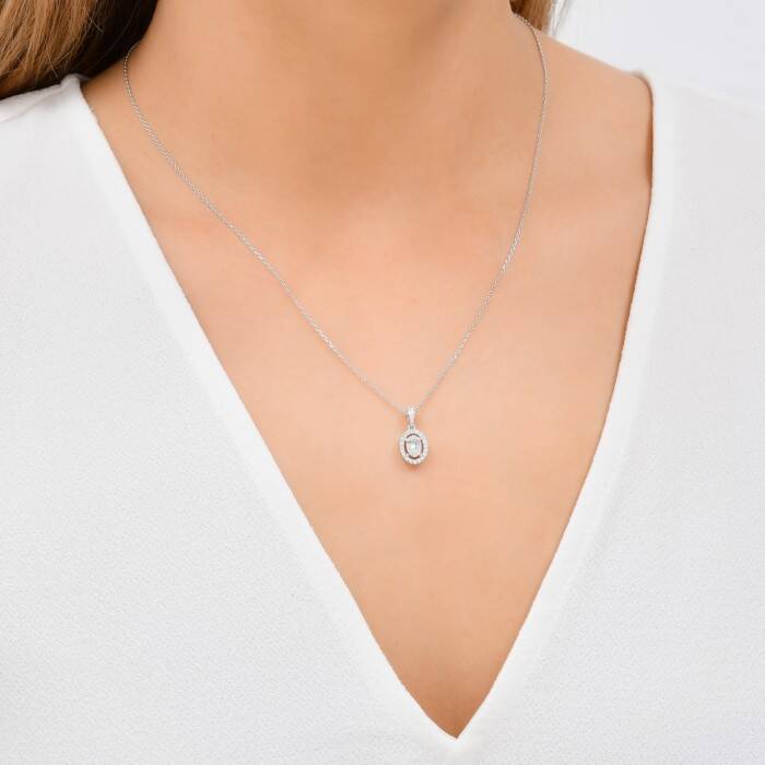 0,24 Karat Pırlanta Baget Kolye - 2