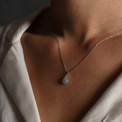 0,24 Karat Pırlanta Fantezi Damla Kolye - 2