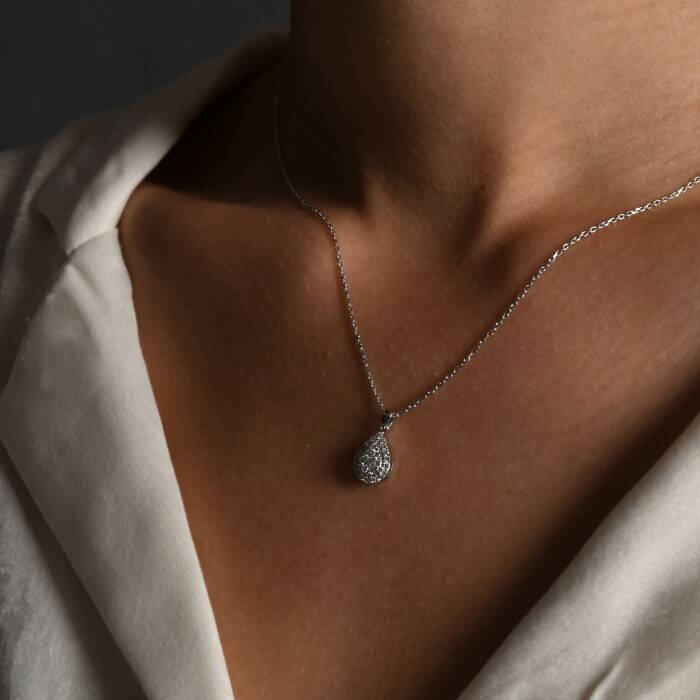 0,24 Karat Pırlanta Fantezi Damla Kolye - 2