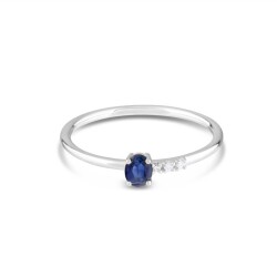 0,24 Karat Pırlanta Safir Yüzük - 