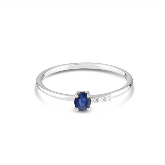 0,24 Karat Pırlanta Safir Yüzük - 1