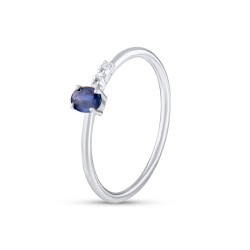 0,24 Karat Pırlanta Safir Yüzük - 2