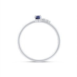 0,24 Karat Pırlanta Safir Yüzük - 3