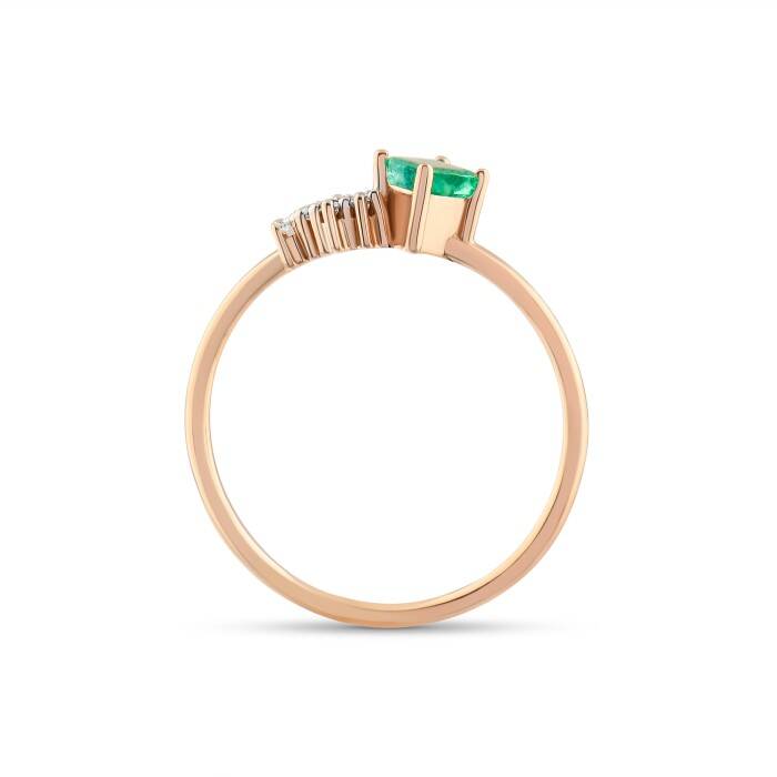 0,24 Karat Pırlanta Zümrüt Yüzük - 3