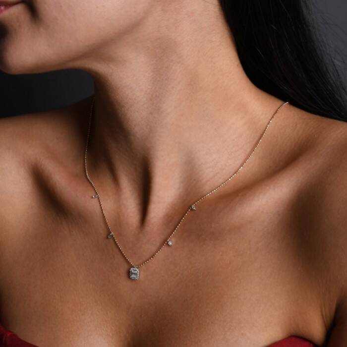 0,25 Karat Pırlanta Baget Kolye - 1