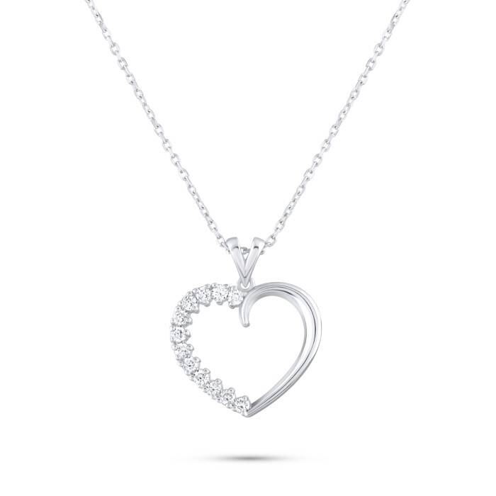 0,26 Karat Pırlanta Tasarım Kalp Kolye - 1