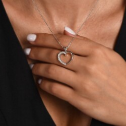 0,26 Karat Pırlanta Tasarım Kalp Kolye - 2