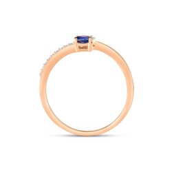 0,26 Karat Pırlanta Safir Yüzük - 3