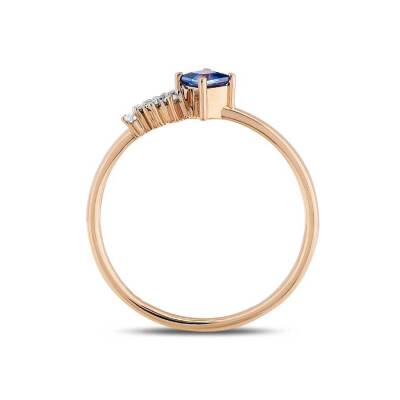 0,26 Karat Pırlantalı Safir Yüzük - 3