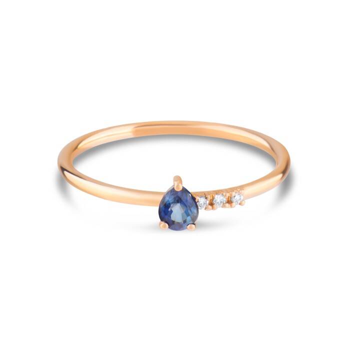 0,26 Karat Pırlanta Safir Yüzük - 1