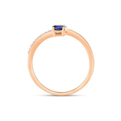 0,26 Karat Pırlantalı Safir Yüzük - 3