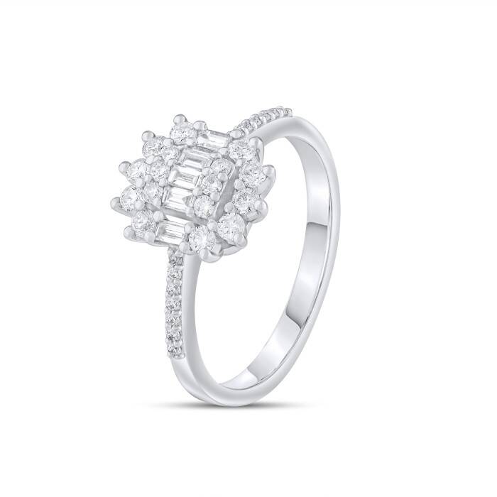 0,27 Karat Pırlanta Baget Çiçek Yüzük - 2