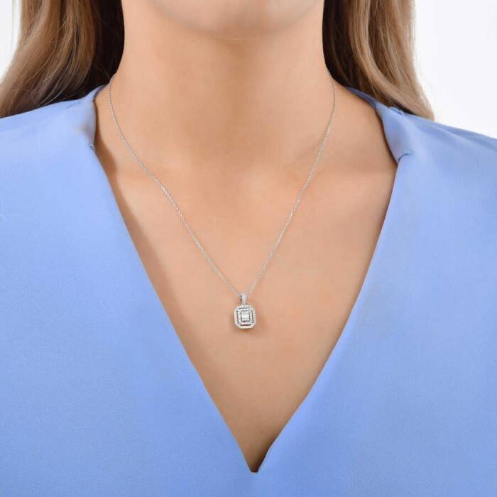 0,27 Karat Pırlanta Baget Kolye - 3