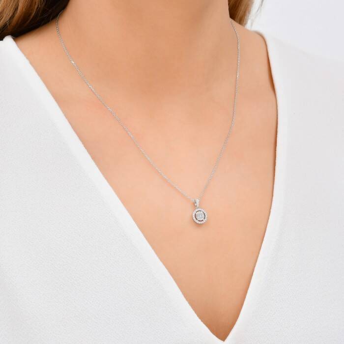 0,27 Karat Pırlanta Baget Kolye - 2