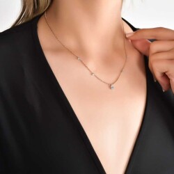 0,27 Karat Pırlanta Baget Kolye - 3